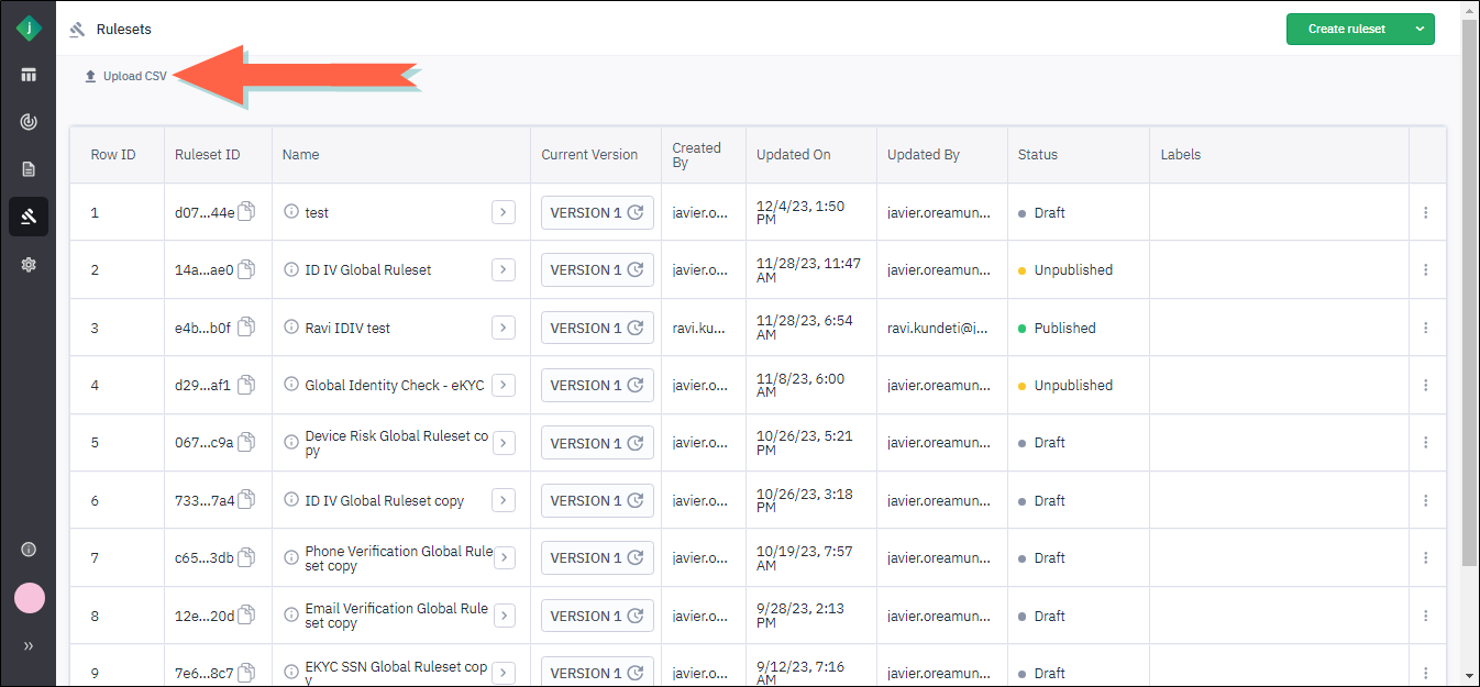Upload CSV