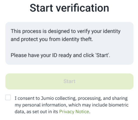 Example Screen Showing Consent Language
