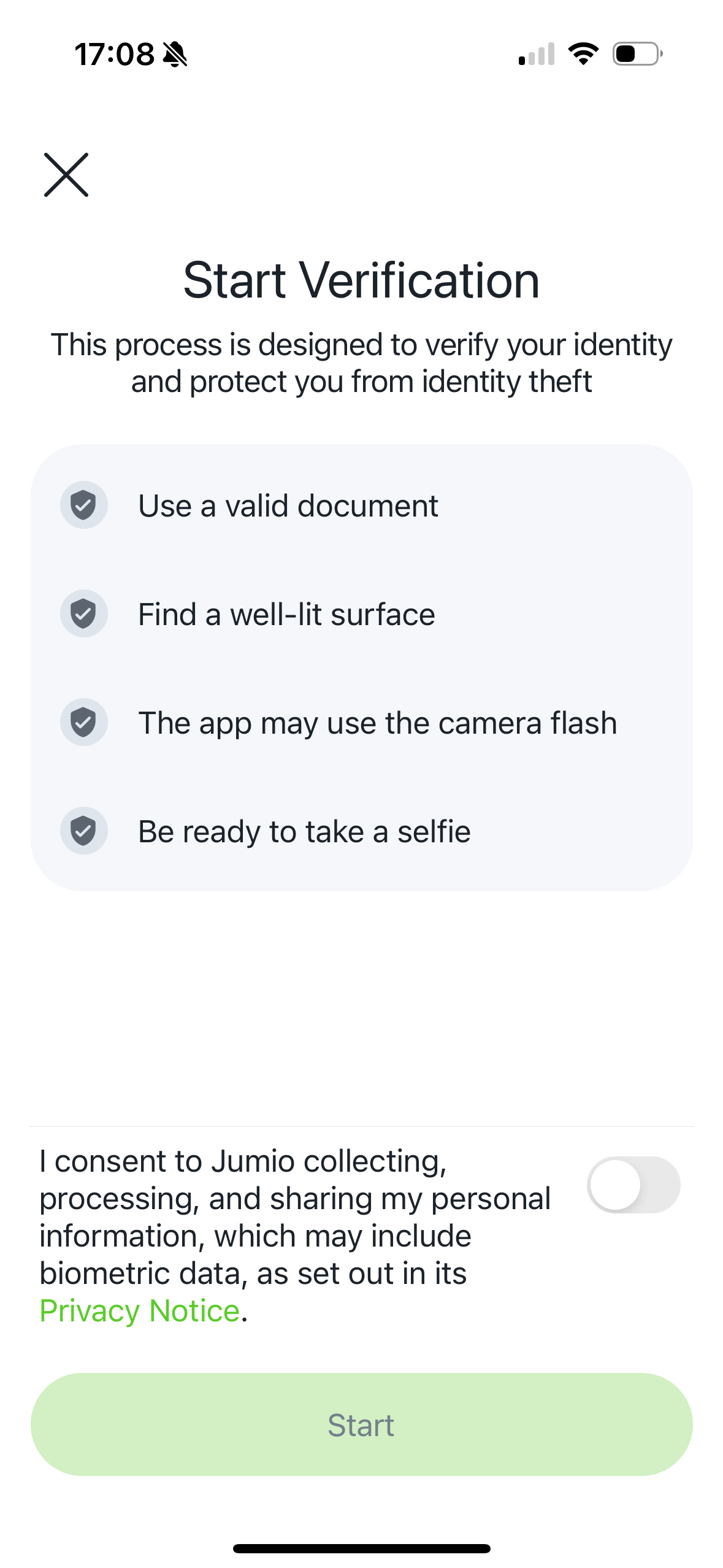 Acquiring active user consent
